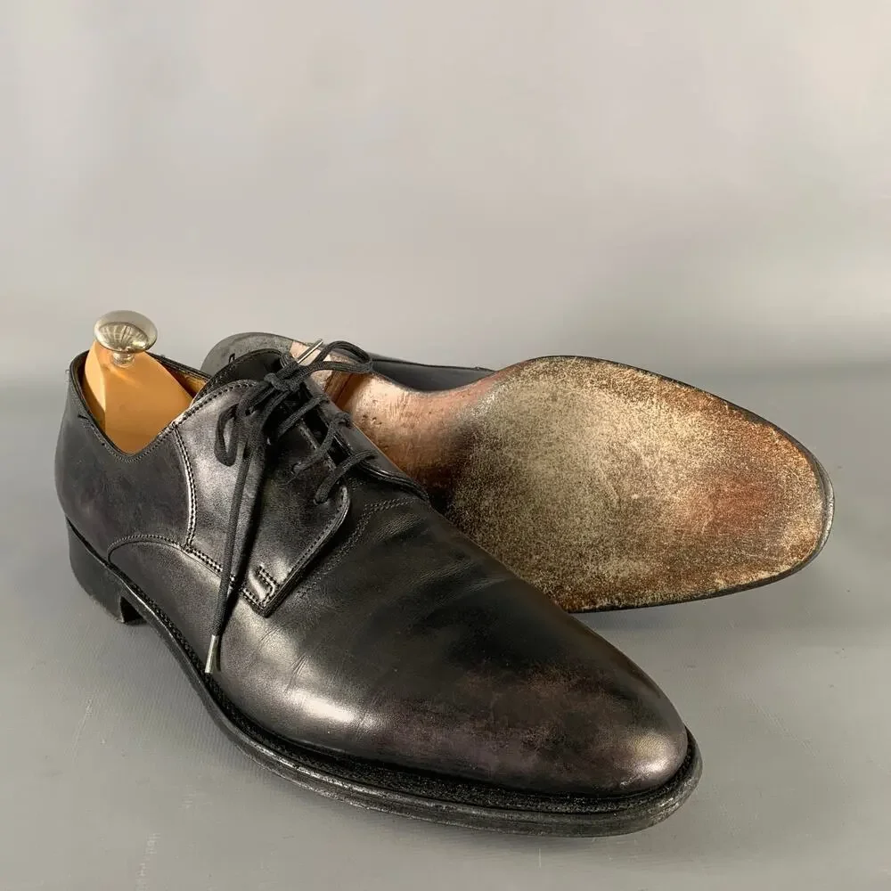 JOHN LOBB Size 9 Black Leather Pointed Toe Lace Up Shoes